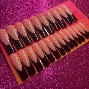 Extra Long black French tip press on nails